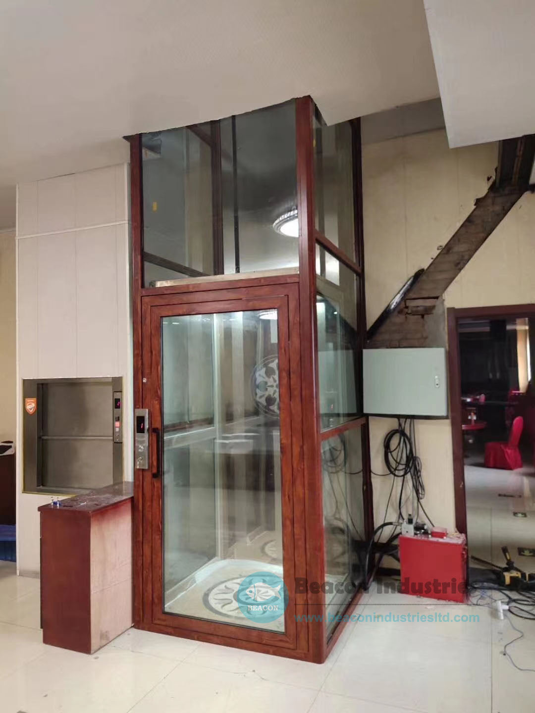 Indoor home lift installation example in a residential property by Beacon Industries