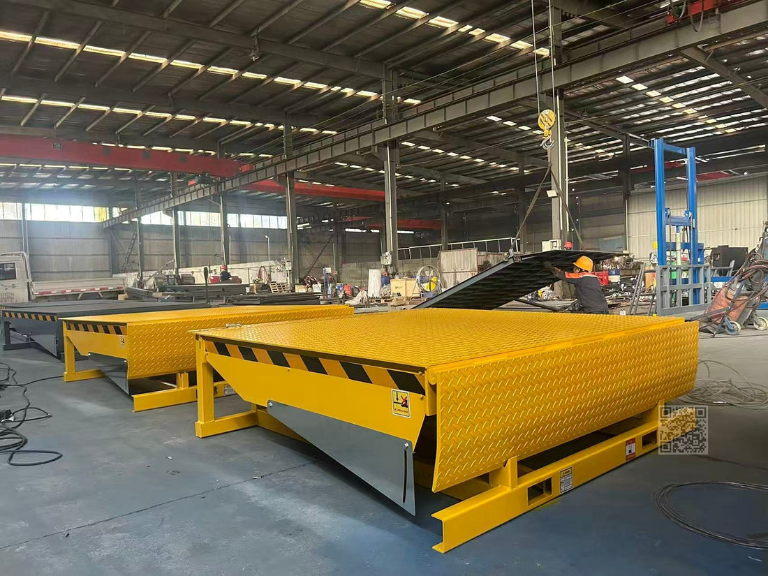 10-ton fixed dock leveler completed by BEACON Industries ready for shipment to North America