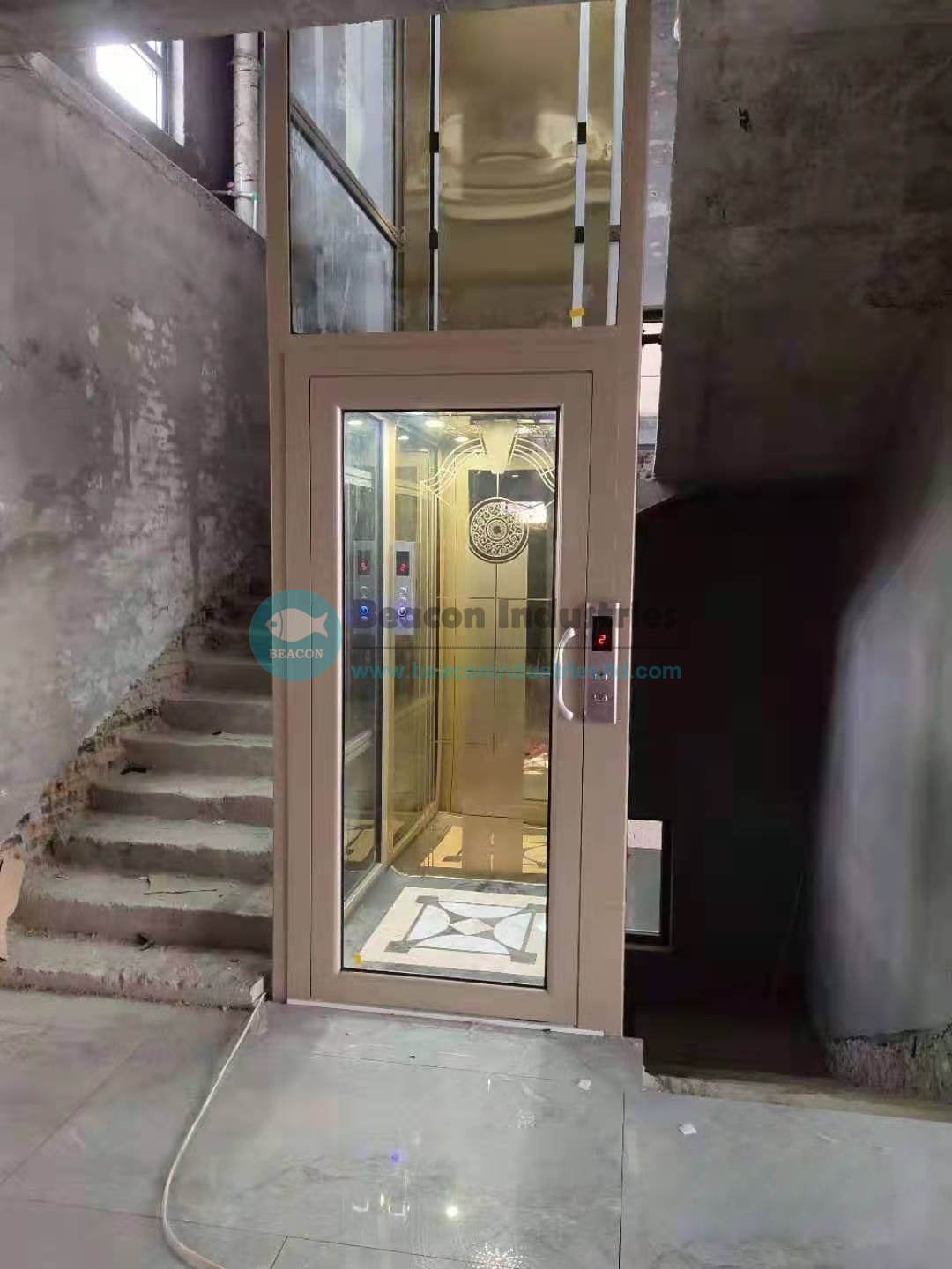 Custom indoor home lift installation by BEACON Industries
