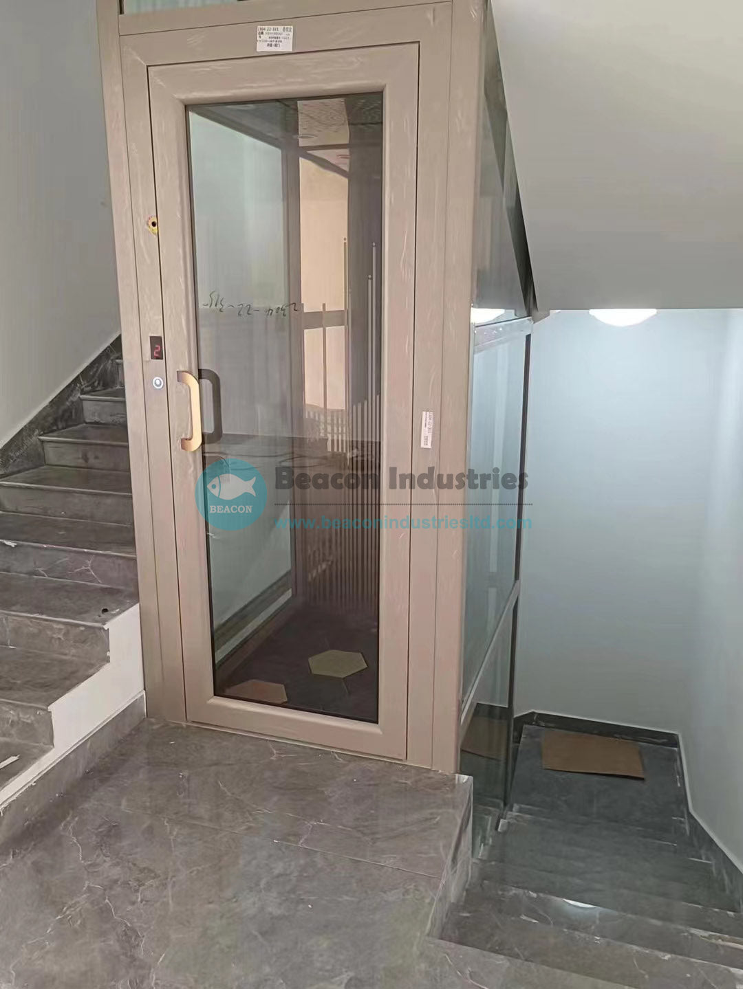 Customized indoor home lift installed in residential interior