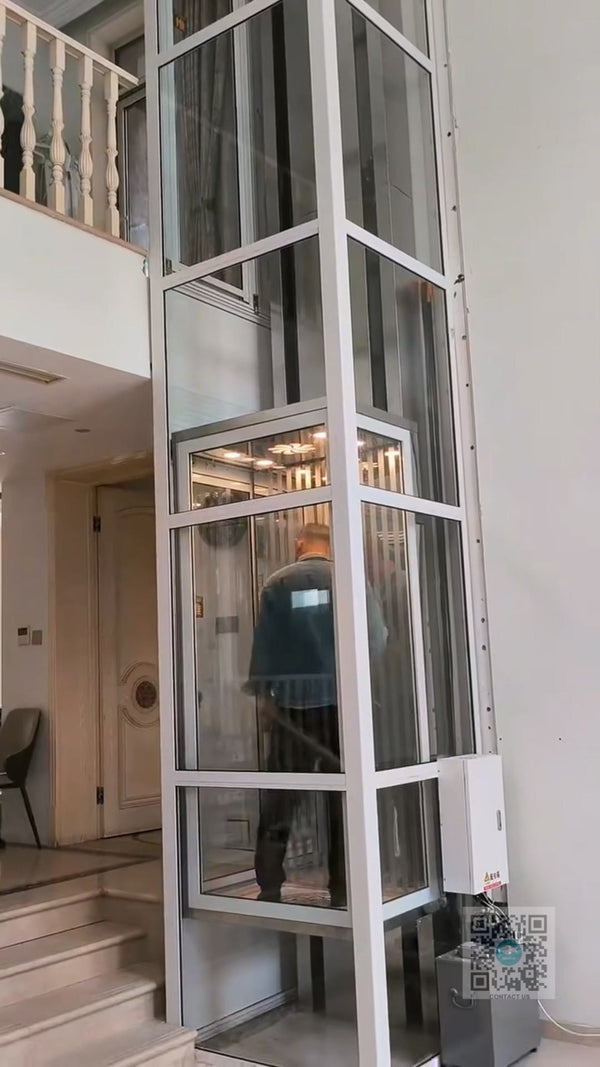 Two-stop indoor home lift fully installed inside a private residence