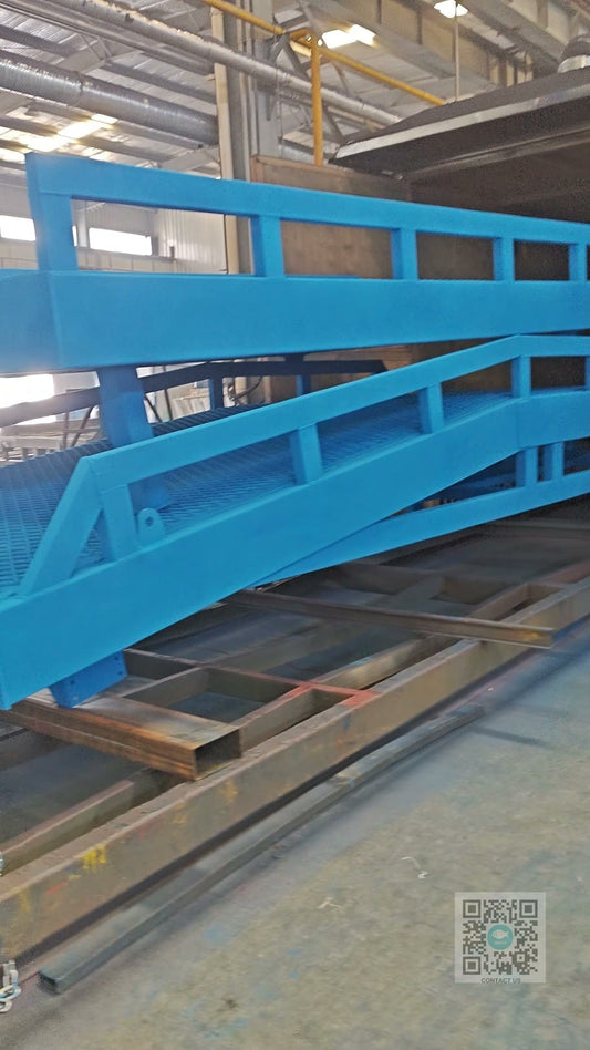 Beacon Industries electrostatic painting process for heavy-duty mobile dock ramps