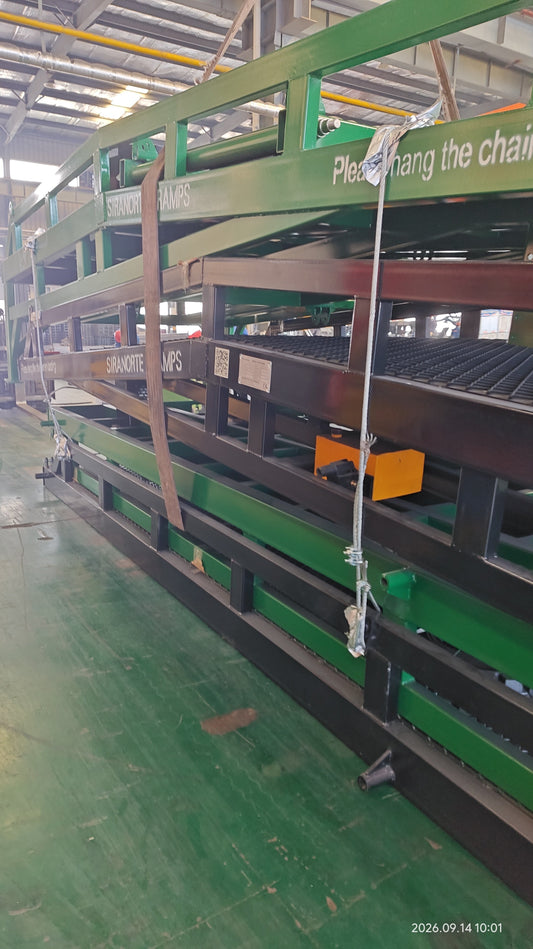 Cutting 160×80 mm rectangular steel tube main beams for a 10-ton Mobile Dock Ramp
