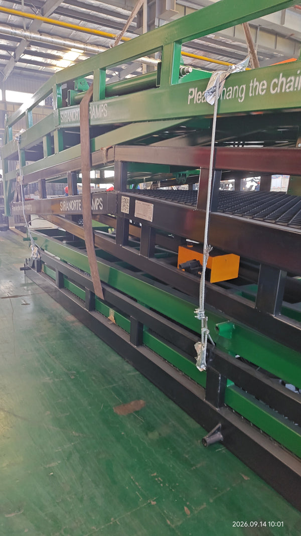 Cutting 160×80 mm rectangular steel tube main beams for a 10-ton Mobile Dock Ramp
