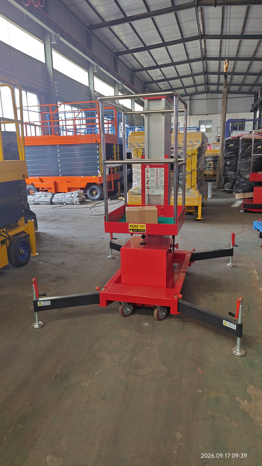10m battery-powered aluminum aerial work platform lifting and lowering function test