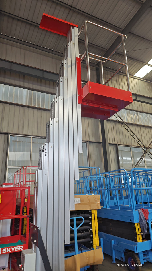 10m single-column aluminum lift factory test before shipment