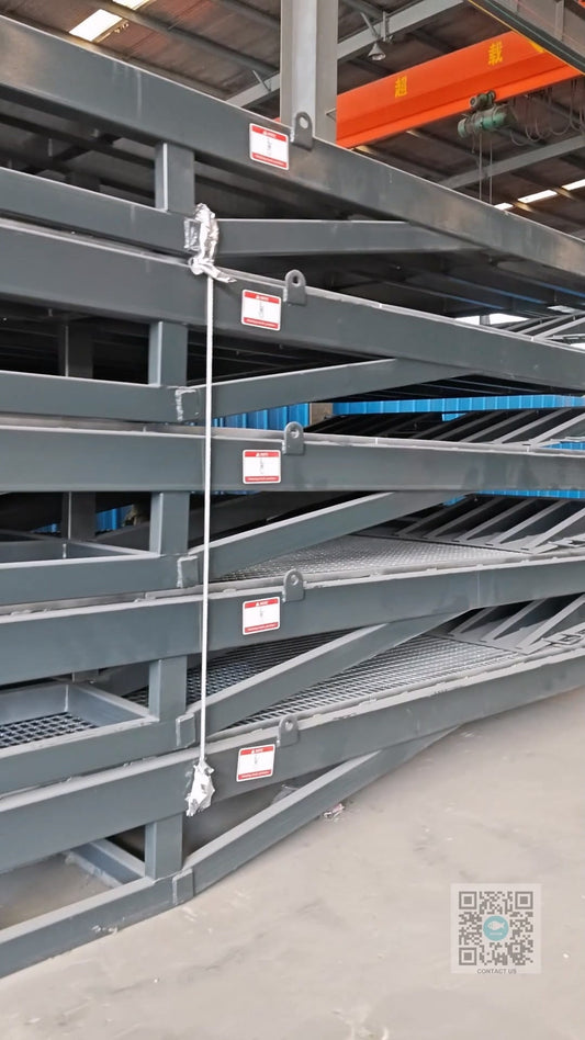Steel grating platform on a Beacon Industries Mobile Dock Ramp, showing open grating structure for drainage in rainy and snowy weather