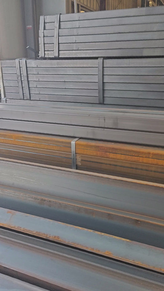 Square steel tubes ready for fabrication at Beacon Industries factory