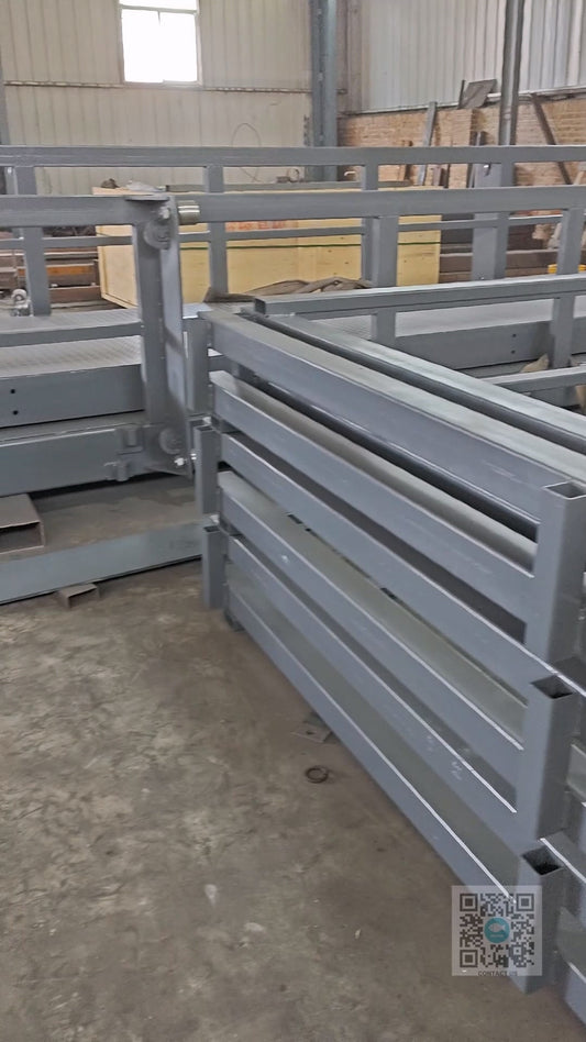 7×3m guide rail lift with 10.5m net lifting height and 80×80mm square tube rail structure
