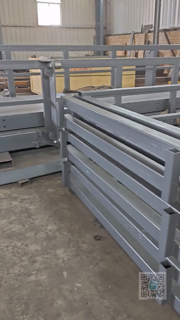 7×3m guide rail lift with 10.5m net lifting height and 80×80mm square tube rail structure